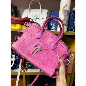 Giuseppe Zanotti Pink Croc Top Handle Bag